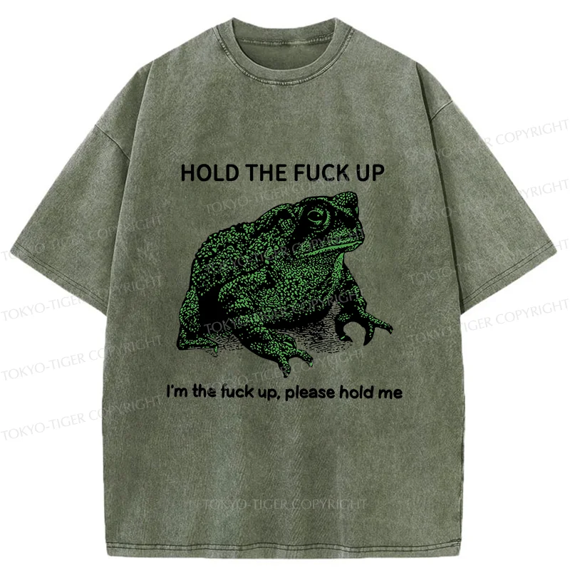 Tokyo-Tiger Funny Frog Meme Washed T-Shirt