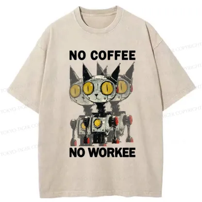 Tokyo-Tiger No Coffee No Workee Washed T-Shirt