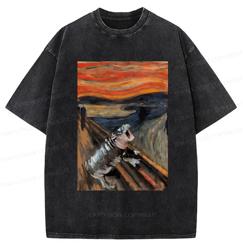 Tokyo-Tiger The Scream Moo Deng Washed T-Shirt