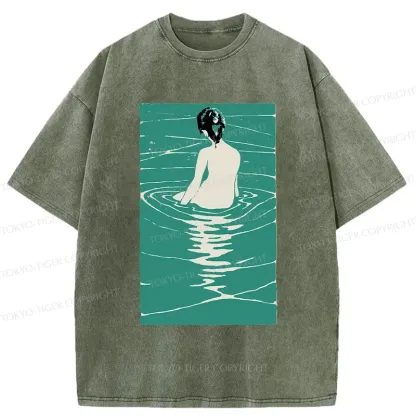 Tokyo-Tiger Woodcut Japanese Art Washed T-Shirt