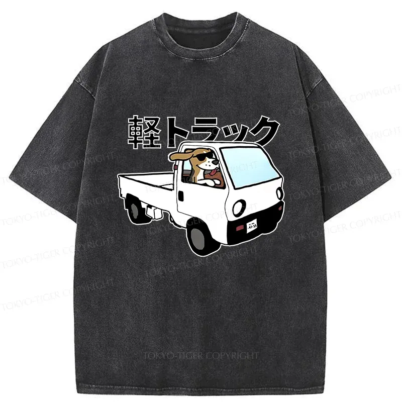 Tokyo-Tiger Beagle Driving A Car Washed T-Shirt