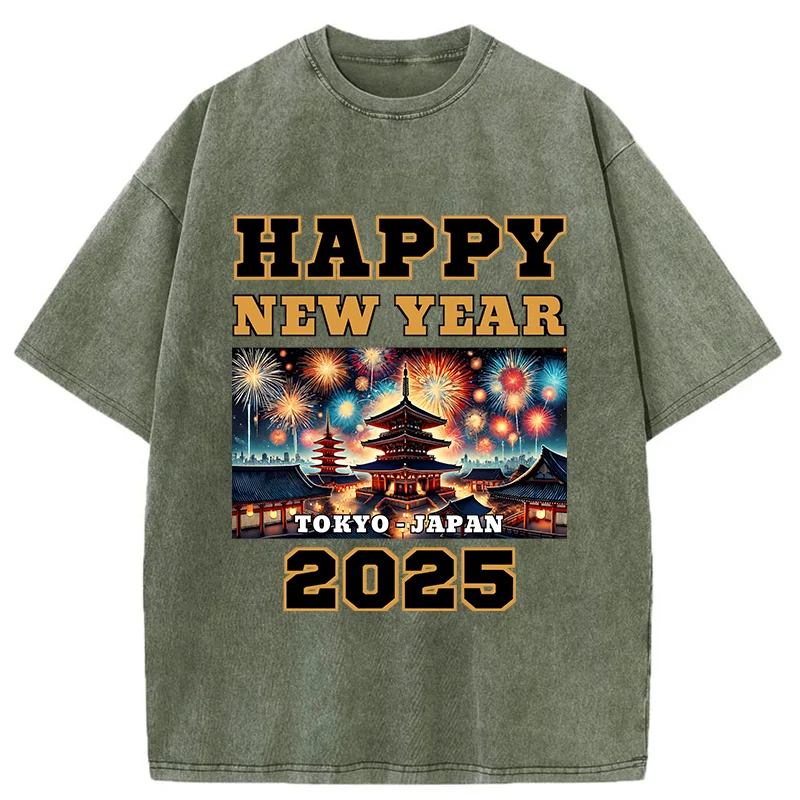 Tokyo-Tiger Happy New Year 2025 Washed T-Shirt