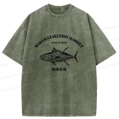 Tokyo-Tiger Makurazaki Market Washed T-Shirt