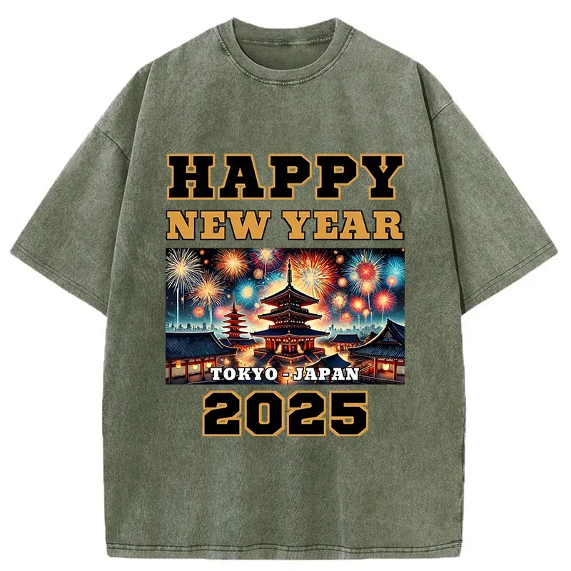 Tokyo-Tiger Happy New Year 2025 Washed T-Shirt