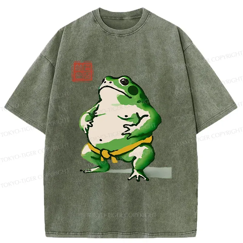 Tokyo-Tiger Frog Sumo Wrestler Washed T-Shirt