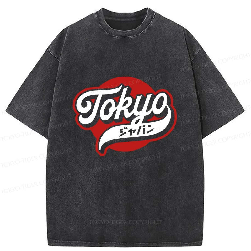 Tokyo-Tiger Tokyo Word Art Washed T-Shirt