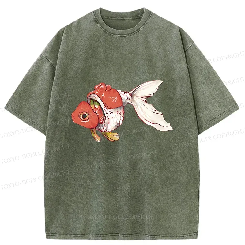 Tokyo-Tiger Goldfish Sushi Washed T-Shirt