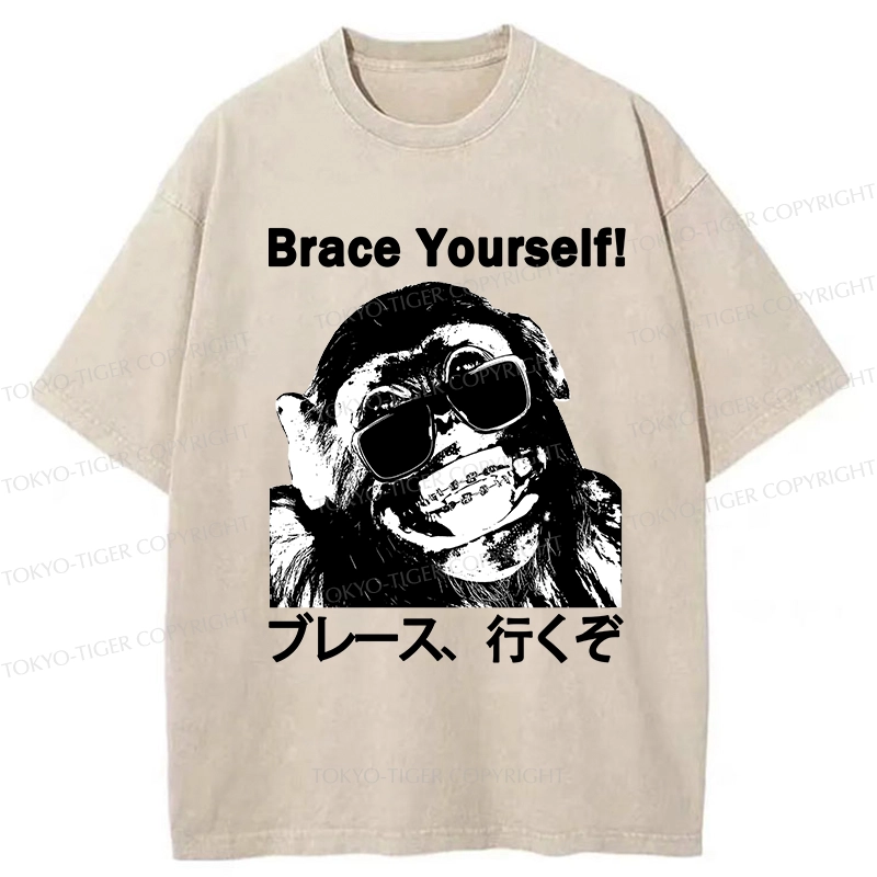 Tokyo-Tiger Brace Yourself Washed T-Shirt