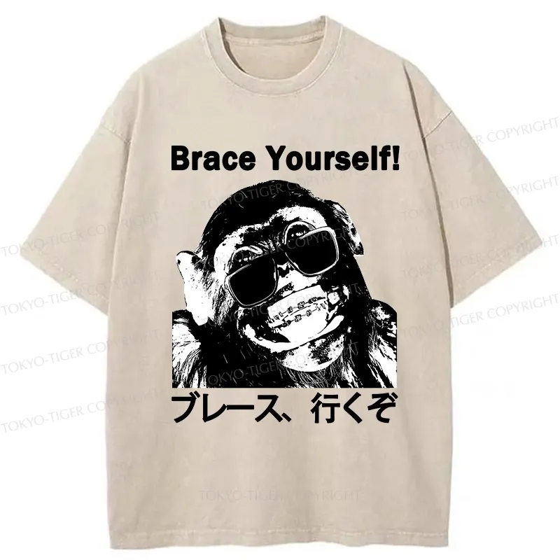 Tokyo-Tiger Brace Yourself Washed T-Shirt