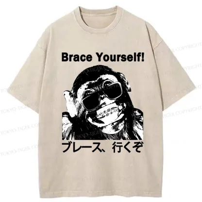 Tokyo-Tiger Brace Yourself Washed T-Shirt