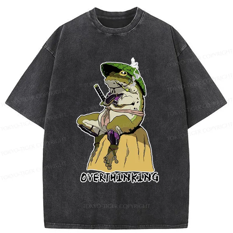 Tokyo-Tiger Overthinking Frog Samurai Washed T-Shirt