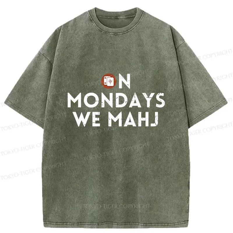 Tokyo-Tiger Fun Mahjong Washed T-Shirt