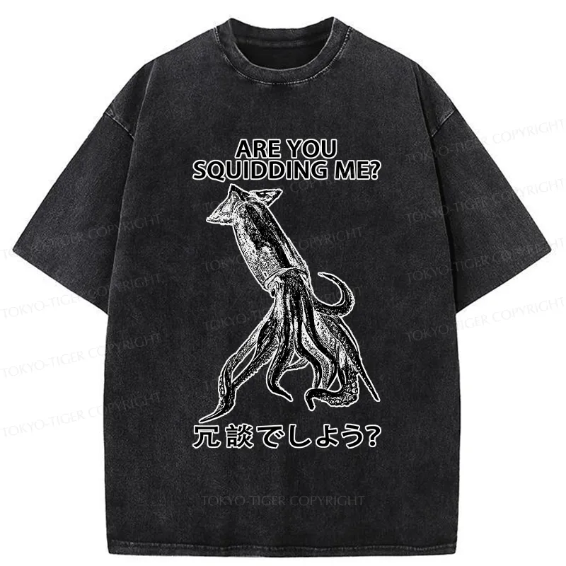 Tokyo-Tiger Are You Squidding Me? Washed T-Shirt