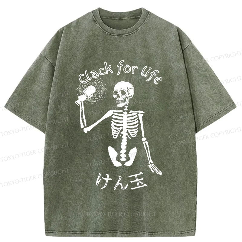 Tokyo-Tiger Skeleton Playing Kendama Washed T-Shirt