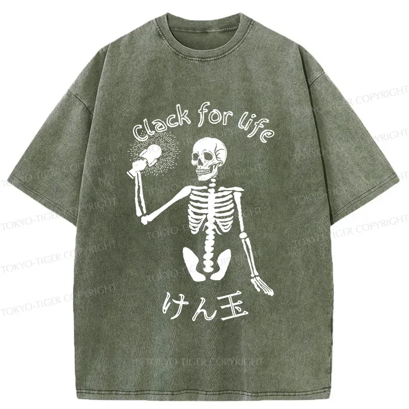Tokyo-Tiger Skeleton Playing Kendama Washed T-Shirt