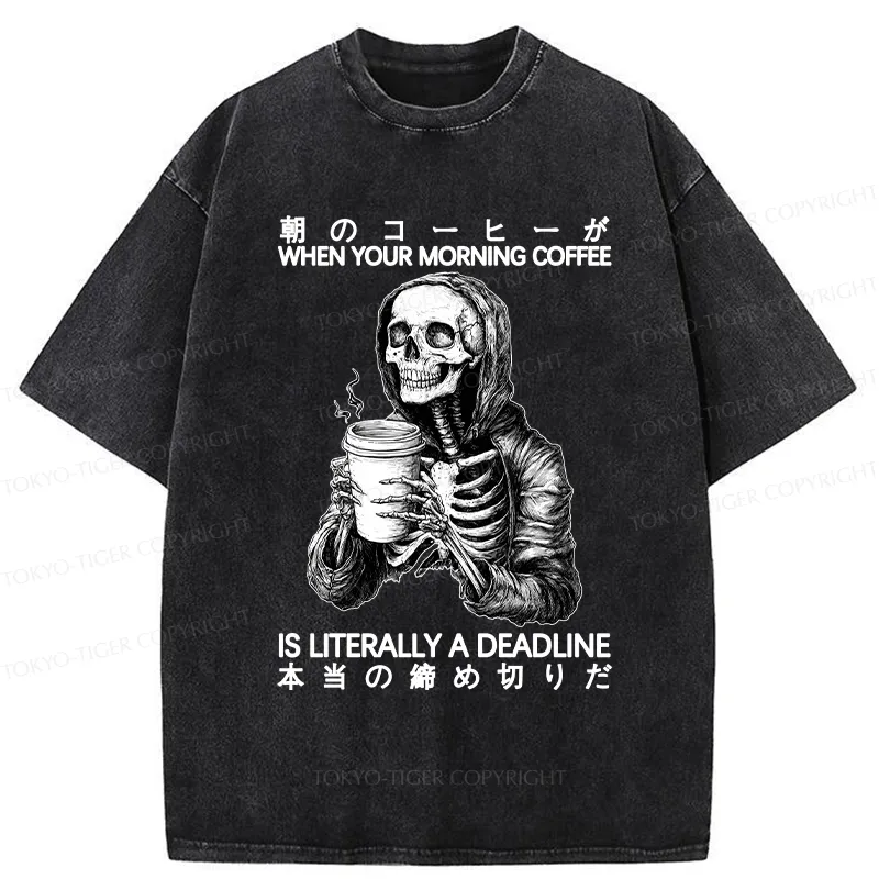 Tokyo-Tiger Workers Rely On Coffee To Survive Washed T-Shirt