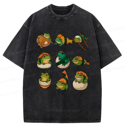 Tokyo-Tiger Japanese Food Frog Series Washed T-Shirt
