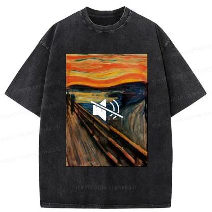 Tokyo-Tiger Funny Banning The Scream Washed T-Shirt