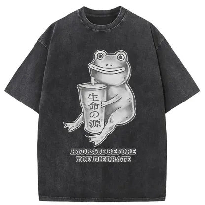 Tokyo-Tiger Hydrate Before You Diedrate Washed T-Shirt