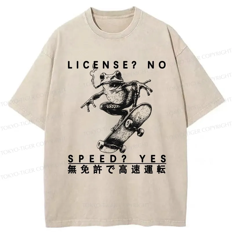 Tokyo-Tiger License? No Speed? Yes Washed T-Shirt