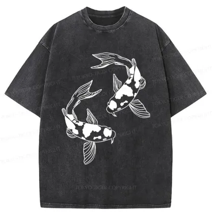 Tokyo-Tiger Two Beautiful Koi Washed T-Shirt