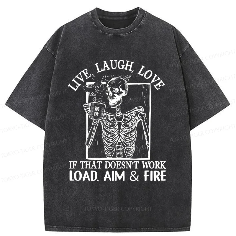Tokyo-Tiger Grumpy Skeleton Washed T-Shirt