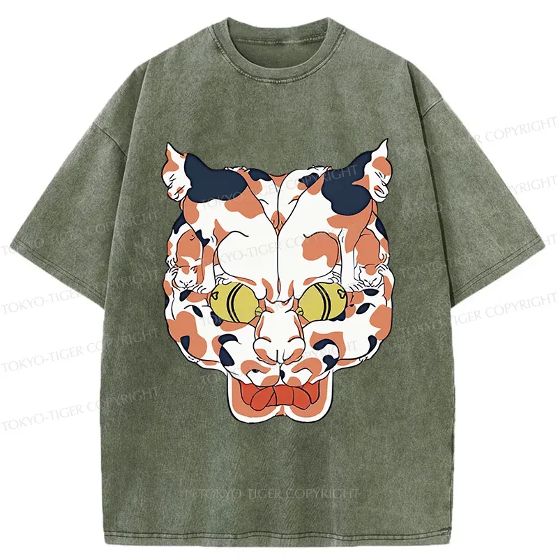 Tokyo-Tiger Complex Retro Cat Washed T-Shirt