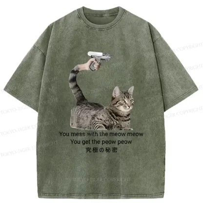 Tokyo-Tiger Cat's Secret Weapon Washed T-Shirt