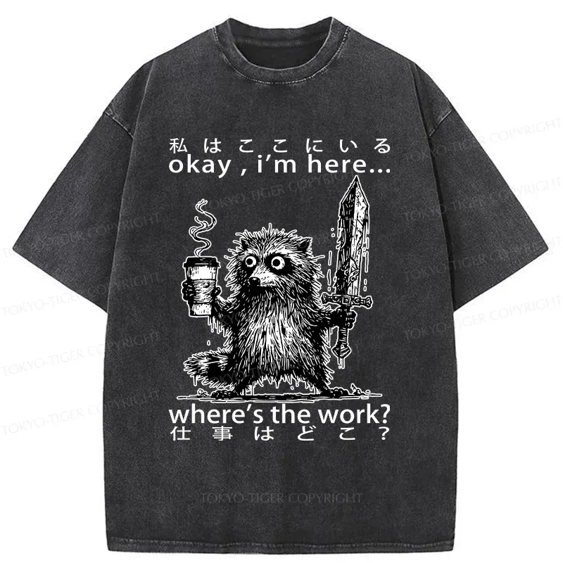 Tokyo-Tiger Raccoon Ready To Work Washed T-Shirt