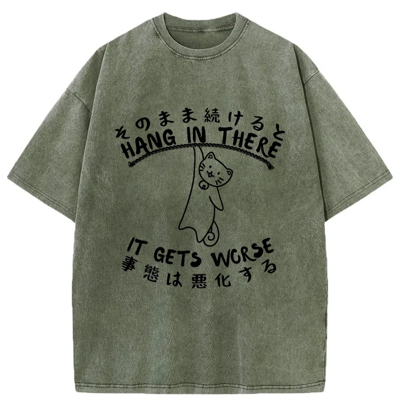 Tokyo-Tiger Cat In Danger Kanji Washed T-Shirt