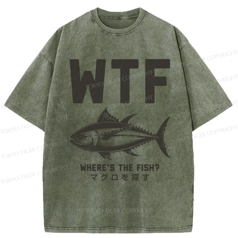 Tokyo-Tiger Finding Tuna Washed T-Shirt