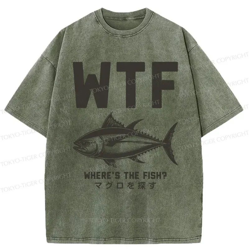 Tokyo-Tiger Finding Tuna Washed T-Shirt
