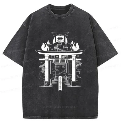 Tokyo-Tiger Fushimi Inari Taisha Shrine Washed T-Shirt