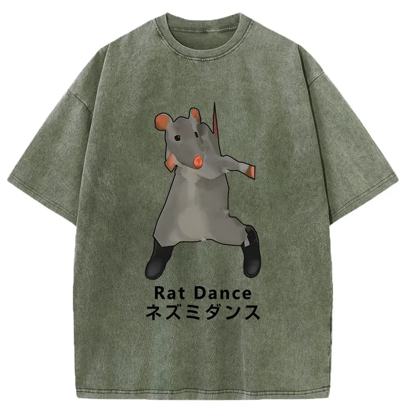 Tokyo-Tiger Funny Dancing Mouse Washed T-Shirt