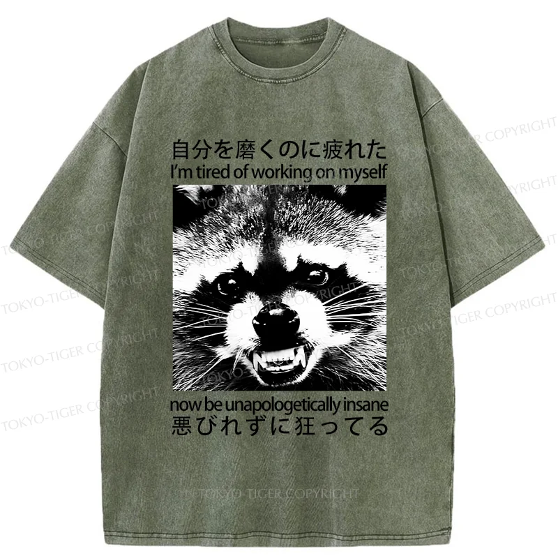 Tokyo-Tiger Unapologetically Insane Raccoon Washed T-Shirt