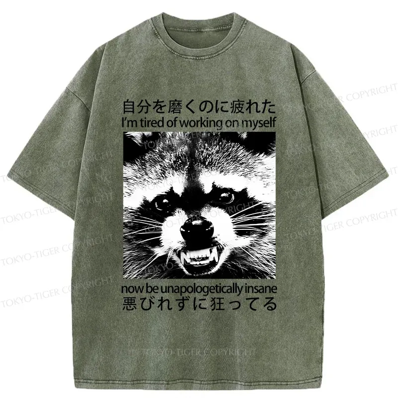 Tokyo-Tiger Unapologetically Insane Raccoon Washed T-Shirt