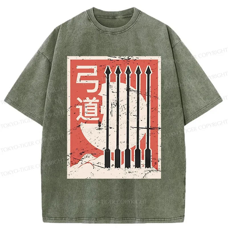 Tokyo-Tiger Retro Japanese Archery Washed T-Shirt