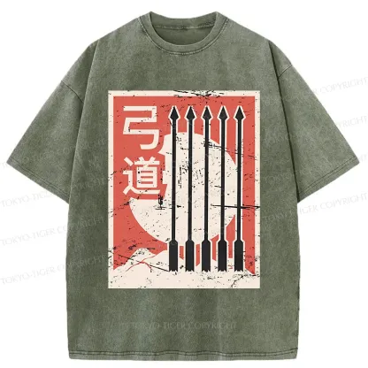 Tokyo-Tiger Retro Japanese Archery Washed T-Shirt