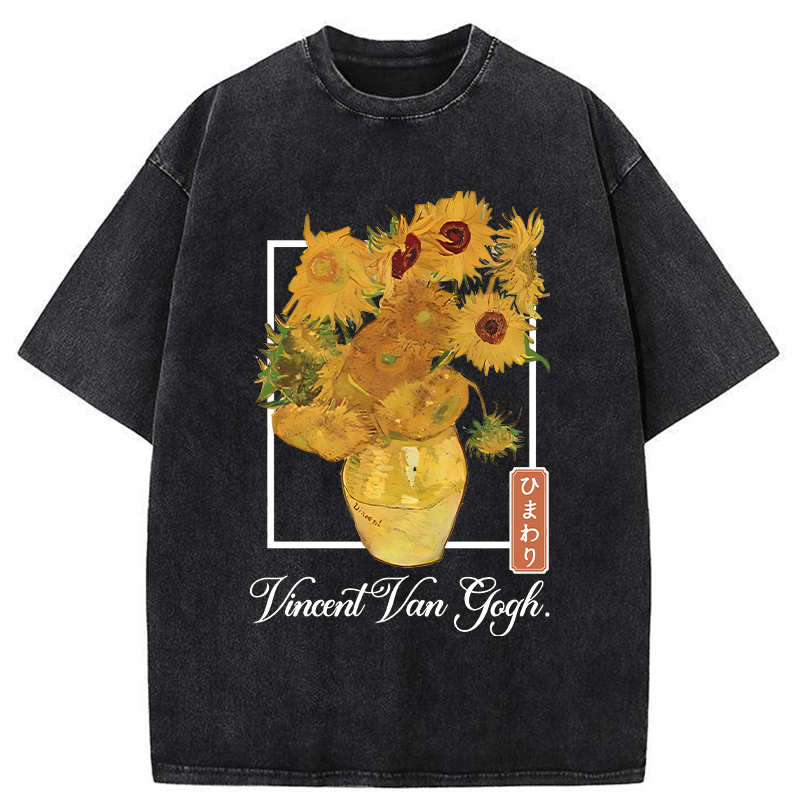 Tokyo-Tiger Sunflowers Van Gogh Washed T-Shirt