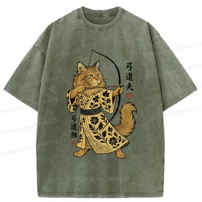 Tokyo-Tiger Archery Cat Washed T-Shirt