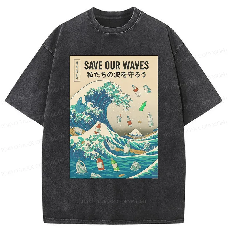 Tokyo-Tiger Save Our Waves Washed T-Shirt