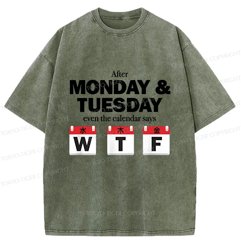 Tokyo-Tiger Days After Monday And Tuesday Washed T-Shirt