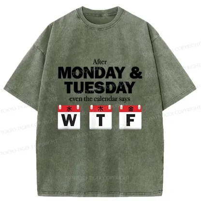 Tokyo-Tiger Days After Monday And Tuesday Washed T-Shirt