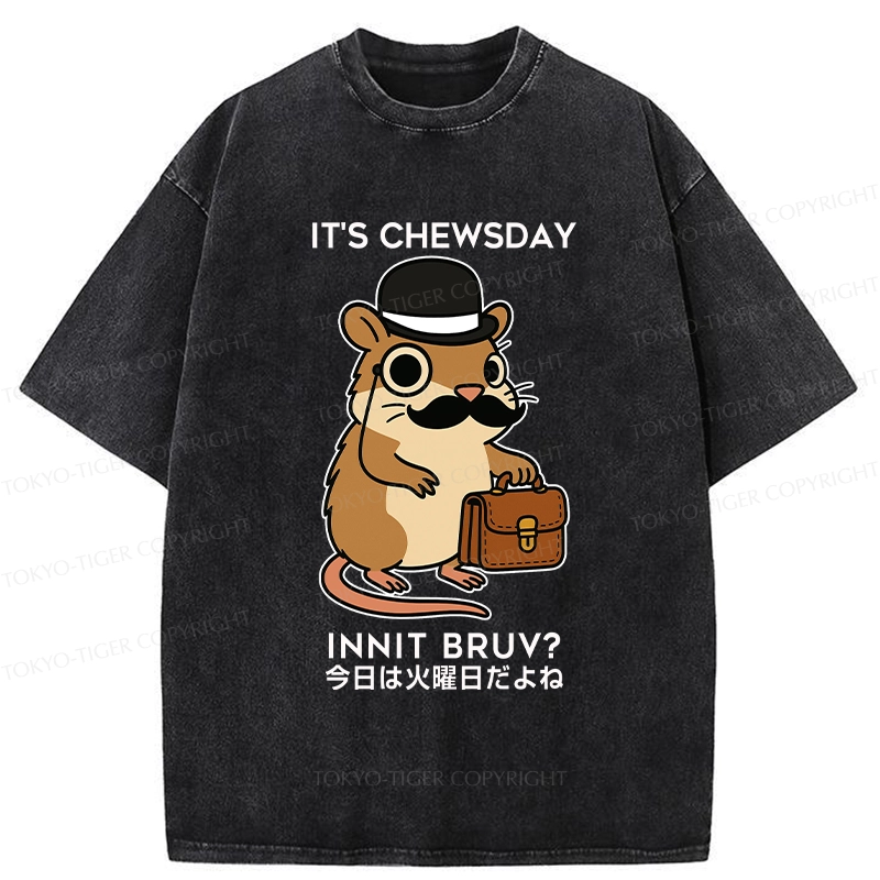 Tokyo-Tiger It's Chewsday Innit Bruv Washed T-Shirt