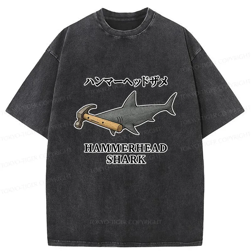 Tokyo-Tiger Hammerhead Shark Washed T-Shirt