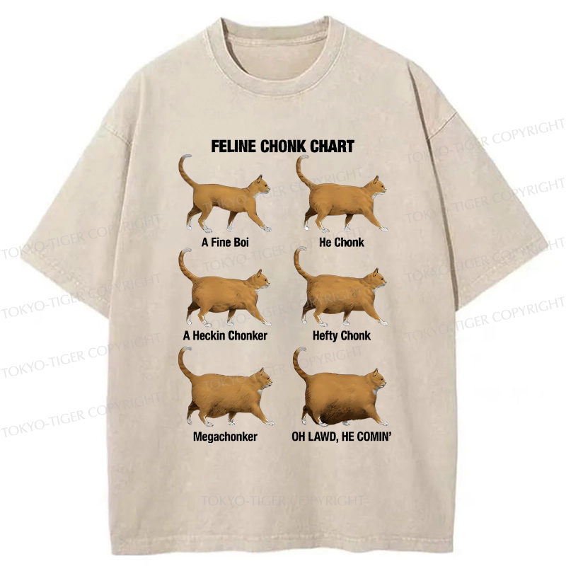 Tokyo-Tiger Feline Chonk Chart Washed T-Shirt