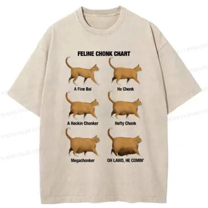 Tokyo-Tiger Feline Chonk Chart Washed T-Shirt