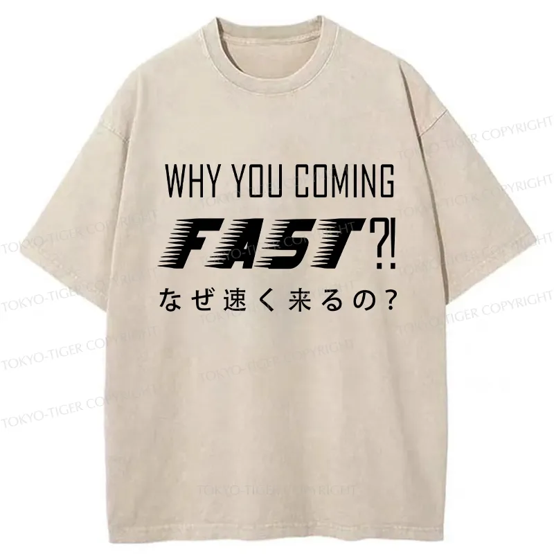 Tokyo-Tiger Funny Coming Fast Washed T-Shirt