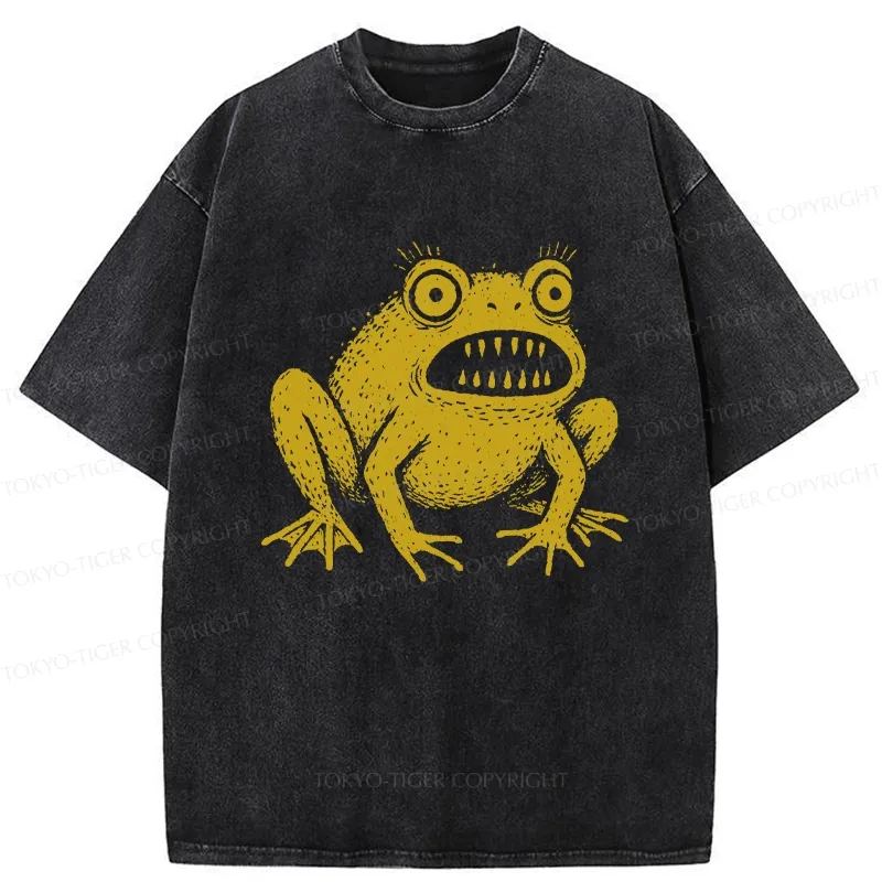 Tokyo-Tiger Horrible Japanese Frog Washed T-Shirt