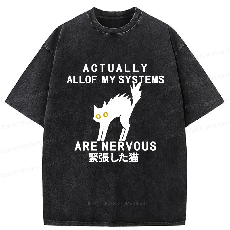 Tokyo-Tiger Nervous Cat Washed T-Shirt